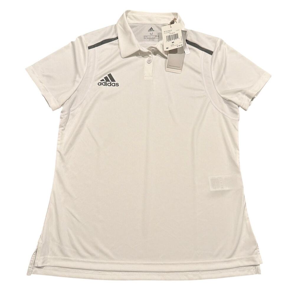 NWT adidas Women’s Team Issue AEROREADY Performance Polo White Gray Size Medium